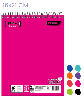 CROQUERA 16X21CMS. BLACK&COLORS  100 HJS. TORRE (SURTIDO)