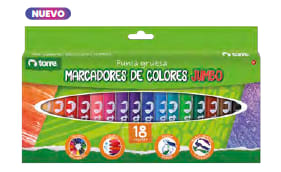 PLUMONES DIBUJO JUMBO 18 COLORES TORRE