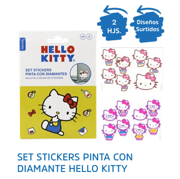 SET STICKERS PINTA C/DIAMANTE HELLO KITTY PROARTE