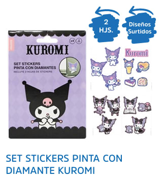 SET STICKERS PINTA C/DIAMANTE KUROMI PROARTE