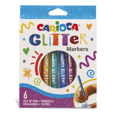 PLUMONES GLITTER 6 COLORES CARIOCA
