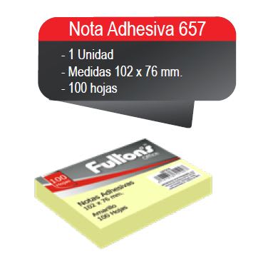 NOTA ADH. OFFICE 657 76X102 MM. 100 HJS. 1 UN. AMARILLO FULTONS