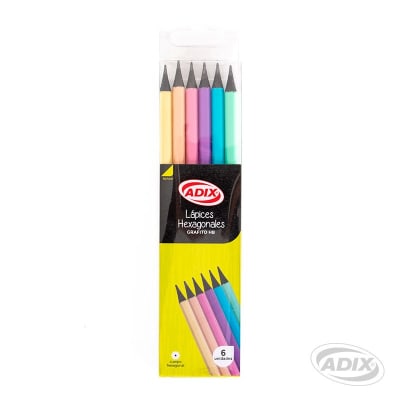 Lápiz Grafito 6u cuerpo color pastel (035) ADIX
