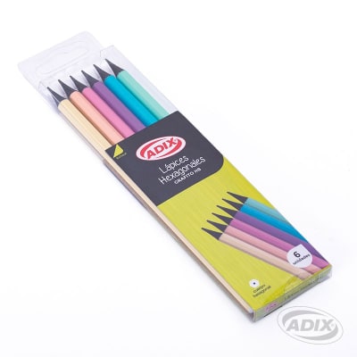 Lápiz Grafito 6u cuerpo color pastel (035) ADIX