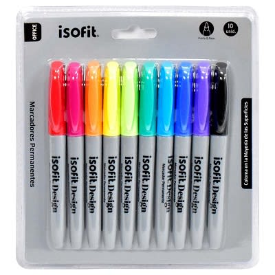 MARCADOR PERMANENTE P.FINA 10 COLORES ISOFIT-DSG