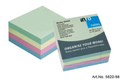 NOTAS ADHESIVAS 400hj PASTEL 75x75mm INFO