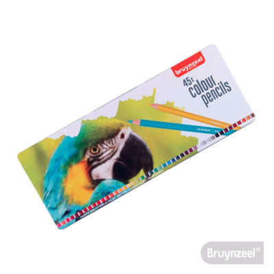 Lápices Hexagonales 45 Colores en Caja Metálica Papagayo