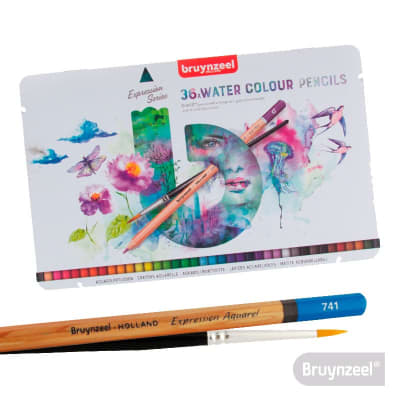 Lápices Acuarelables 36 Colores + Pincel Caja Metálica