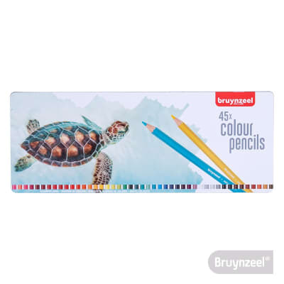 Lápices Hexagonales 45 Colores en Caja Metálica Tortuga