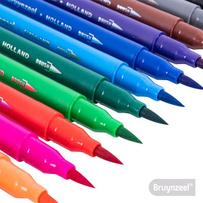 Marcador Doble Punta Fineliners/Brush Pen 24 Colores BRUYNZEEL