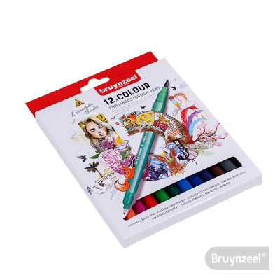 Marcador Doble Punta Fineliners/Brush Pen 12 Colores BRUYNZEEL