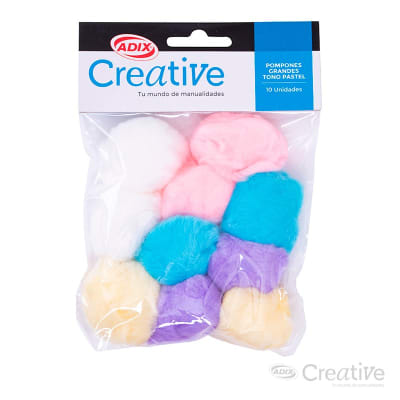 Pompón Color Pastel Grande 10u (017) CREATIVE