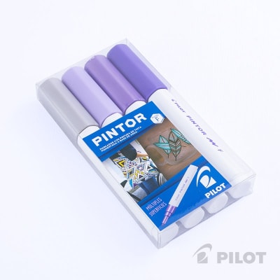 Set Pintor Fino 4 Plateado, Violeta Pastel, Violeta, Violeta