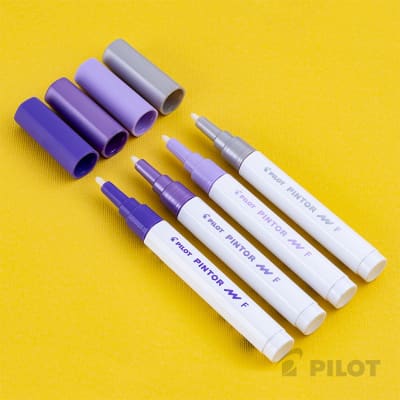 Set Pintor Fino 4 Plateado, Violeta Pastel, Violeta, Violeta