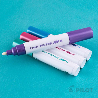 Set Pintor Medio 4 Rosado Metalizado, Violeta Metalizado, Azul Metalizado, Verde Metalizado