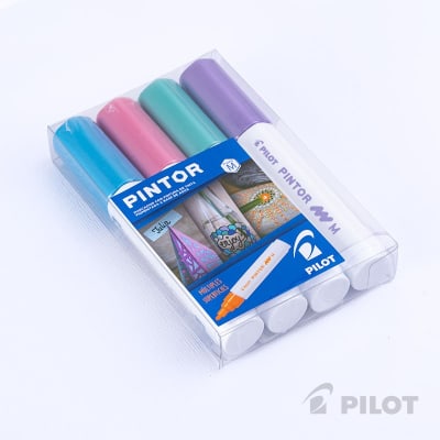 Set Pintor Medio 4 Rosado Metalizado, Violeta Metalizado, Azul Metalizado, Verde Metalizado