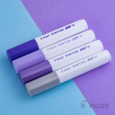 Set Pintor Medio 4 Plateado, Violeta Pastel, Violeta, Violeta Metalizado