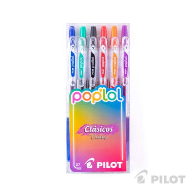 Set Lápiz Gel POPLOL 0.7 Clásicos 6u PILOT