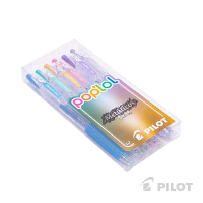 Set Lápiz Gel POPLOL 0.7 Metalicos 6u PILOT