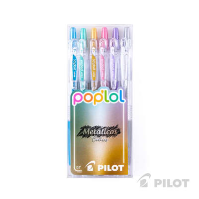 Set Lápiz Gel POPLOL 0.7 Metalicos 6u PILOT