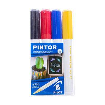 Set Pintor Extra Fino 4 Negro, Rojo, Azul, Amarillo