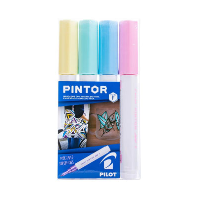 Set Pintor Fino 4 Amarillo Pastel, Verde Pastel, Azul Pastel, Rosado Pastel