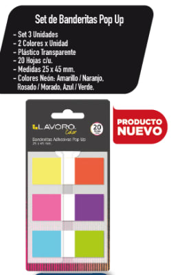 BANDERITAS POP UP 25X45 3U 6COL 20H C/U