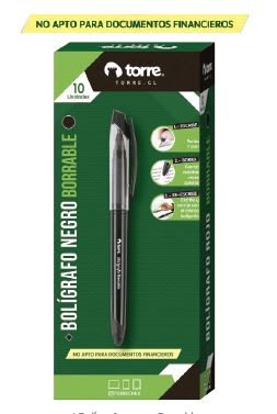 BOLIGRAFO GEL BORRABLE NEGRO TORRE