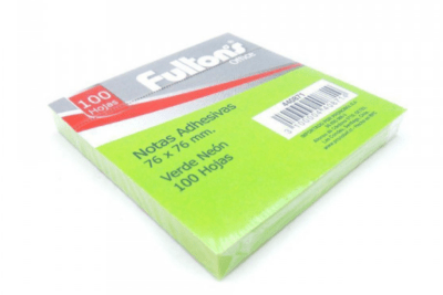 NOTA ADH 654 76X76MM 100HJS 1UN VERDE NEON FULTONS