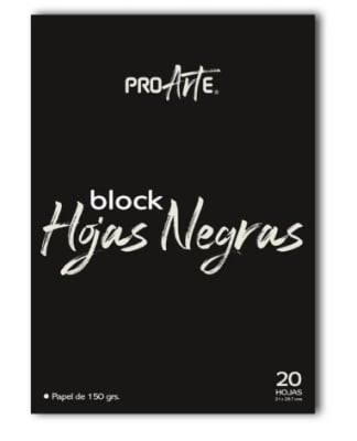 BLOCK PROARTE PAPEL NEGRO 20 HJS 180 GRS 20,5x29,7