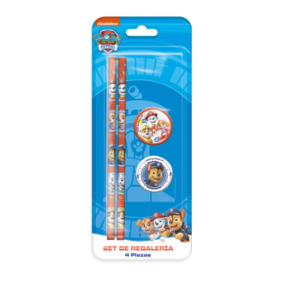SET ESCOLAR 4PCS PAW PATROL (LAPIZ+GOMA+SACAPUNTA)