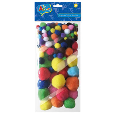 POMPONES 130 PCS COLORES SURTIDOS