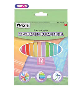 PLUMONES DIBUJO 12 COLORES PASTEL TORRE