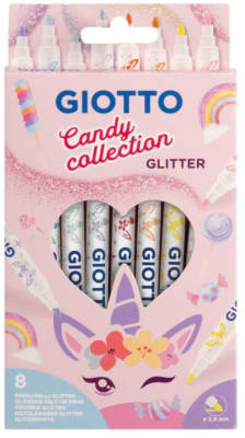GIOTTO MARCADOR TURBO GLITTER CANDY COLLECTION 8 COLORES