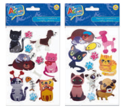 FIG PERRO/GATO GOMA EVA GLITTER 12 PCS