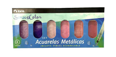 SET ACUARELAS METALICAS 6 COL SOC TORRE