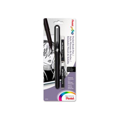 Pluma Pincel Pentel Pint.Negra c/4 rptos