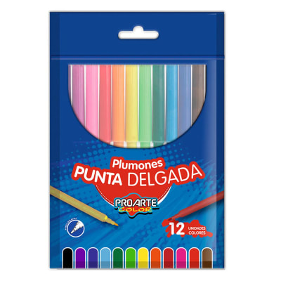 PLUMON PROARTE 12col BOLSA PUNTA DELGADA