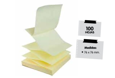 BLI. NOTAS ADH. POP-UP 76X76 AMARILLO 100 HJ