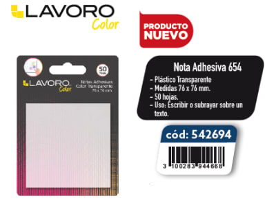 NOTA ADH.654 76X76 MM.PLÁST TRANSP 50 HJ