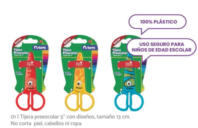 TIJERA PREESCOLAR 5 C/DISEÑO TORRE (SURTIDO)