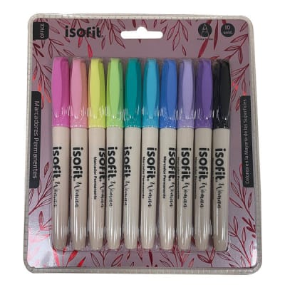 MARCADOR PERM PUNTA FINA PASTEL 10 COL ISOFIT-DSG/W