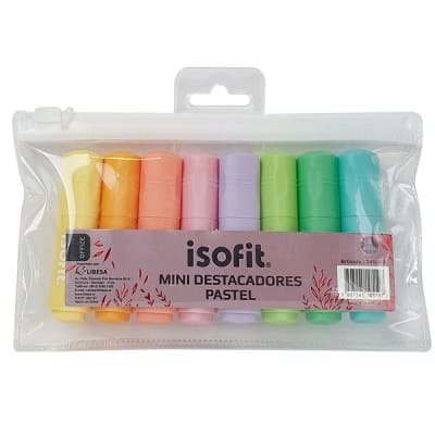 DESTACADOR MINI 8 COLORES PASTELES ISOFIT-DSG/W