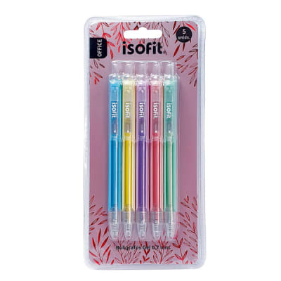 BOLIGRAFO GEL 0,7MM 5 COLO.PASTELES ISOFIT-DSG/W