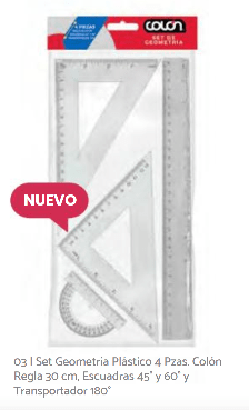 SET GEOMETRÍA PLÁSTICO 4 PZAS COLÓN