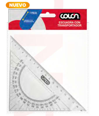 ESCUADRA CON TRANSPORTADOR 21 CM COLÓN
