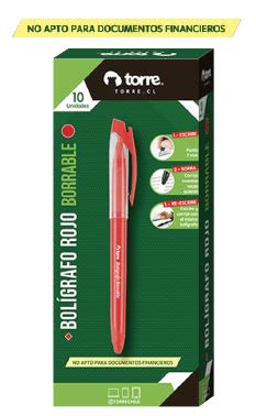 BOLIGRAFO GEL BORRABLE ROJO TORRE