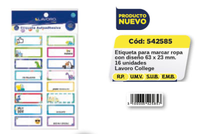 ETIQ. P/MARCAR ROPA C/DISEÑO 63X23MM 16U