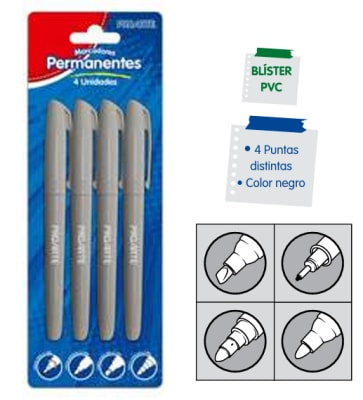 BL. MARCADORES PERMANENTES NEGRO (4U)