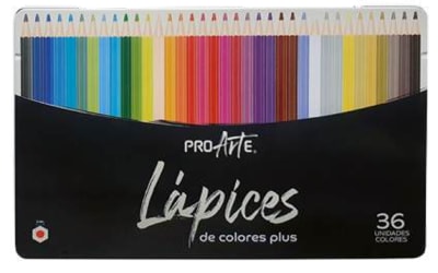 LAPICES DE COLOR PROARTE PLUS 36 LARGOS CAJA METALICA